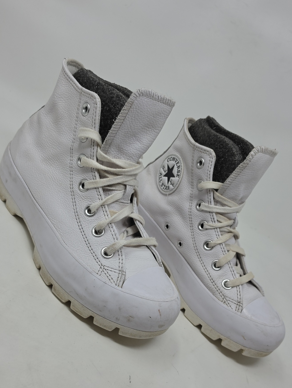 Converse White Leather High-Top Sneakers